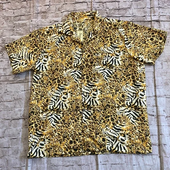 NWT Stylore men’s button down short sleeve animal, print shirt size XXL & XL - Picture 2 of 10
